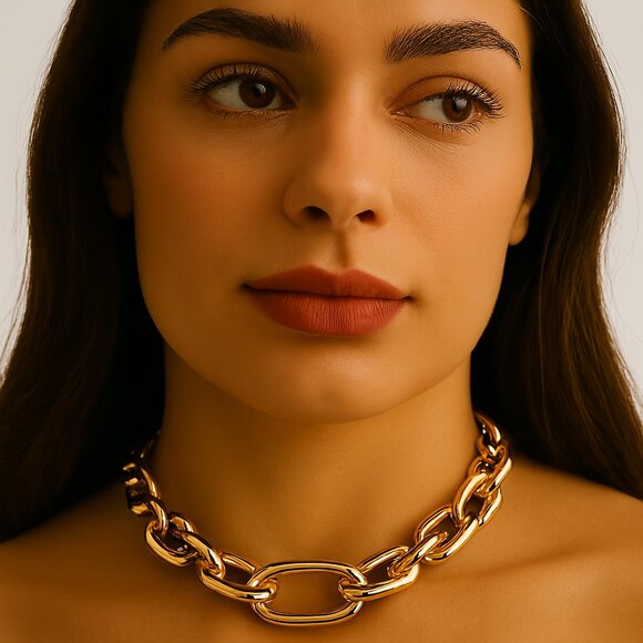 Calvin Klein Jewelry - Designer Calvin Klein Gold Link Necklace – 18" Women’s Statement Fashion Jewelry